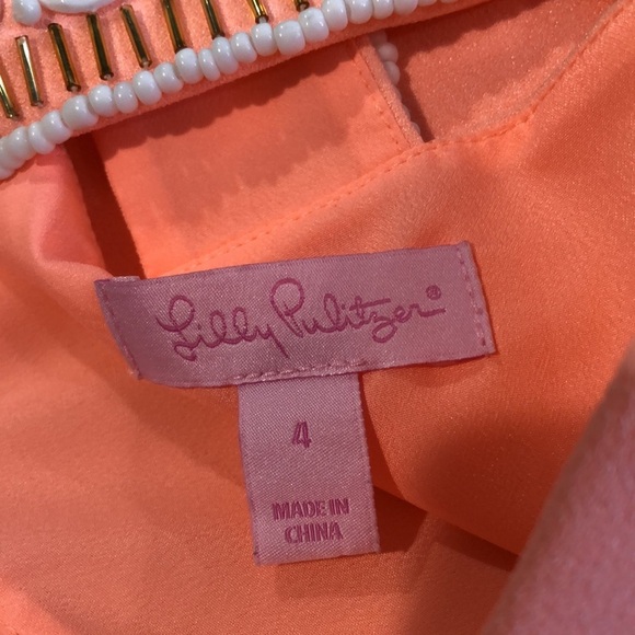 Lilly Pulitzer Mason Beaded Coral Preppy Shift Dress Size 4 - Picture 9 of 10